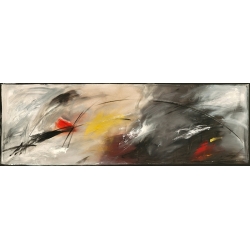 Tableau abstrait moderne sur toile, Red in Grey de H. Romero