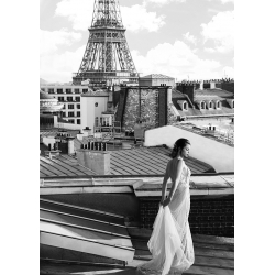 Art print and canvas, Model on the roofs in Paris by Julian Lauren