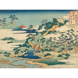Japanese print by Hokusai, The Sacred Spring at Jogaku