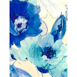 Kunstdruck, Leinwandbilder, Blumen in Blau II von Kelly Parr