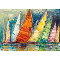 Art print and canvas, Multicoloured sailboats by Luigi Florio