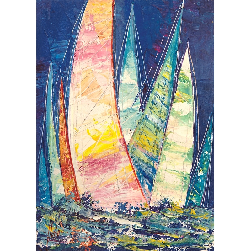 Art print and canvas, sailboats in the blue by Luigi Florio