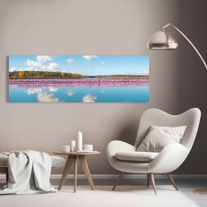 Foto-Kunstdruck, Leinwandbilder, Reflektion von Flamingos (Detail)