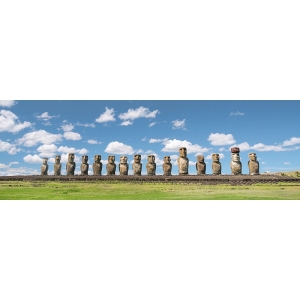 Foto-Kunstdruck, Moai-Statuen auf der Osterinsel, Rapa Nui, Chile