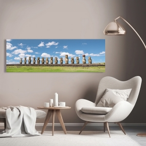 Foto-Kunstdruck, Moai-Statuen auf der Osterinsel, Rapa Nui, Chile