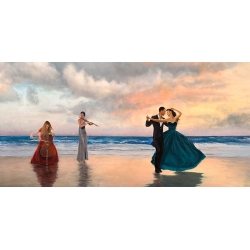 Tableau style Vettriano, Dansant sur la plage (détail) de Benson