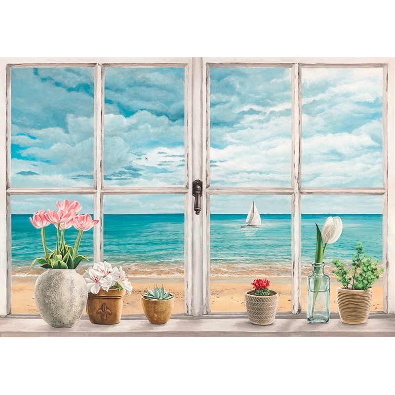 Kunstdruck, Leinwandbilder, Ein Fenster am Meer von Remy Dellal