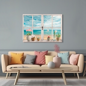Art print and canvas, A window on the sea by Remy Dellal