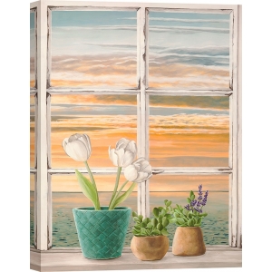 Tableau Fenêtre sur la mer au coucher du soleil I de Remy Dellal