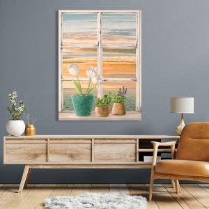 Art print and canvas, Window on the sea at sunset I by Remy Dellal