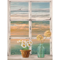 Tableau Fenêtre sur la mer au coucher du soleil II de Remy Dellal