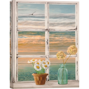 Art print and canvas, Window on the sea at sunset II by Remy Dellal