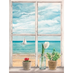 Tableau sur toile, affiche Fenêtre sur la mer II de Remy Dellal