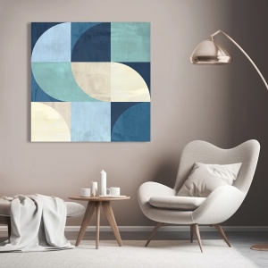 Blue geometric abstract print, Moon Phase by Sandro Nava