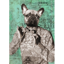 Tableau moderne chien habillé Dandy Boy (B&W) de VizLab