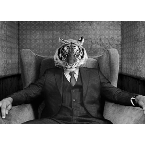 Moderne Leinwandbilder mit Tieren, El Tigre (B&W) von VizLab