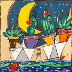 Tableau coloré avec cactus, L'amour est partout de Wallas
